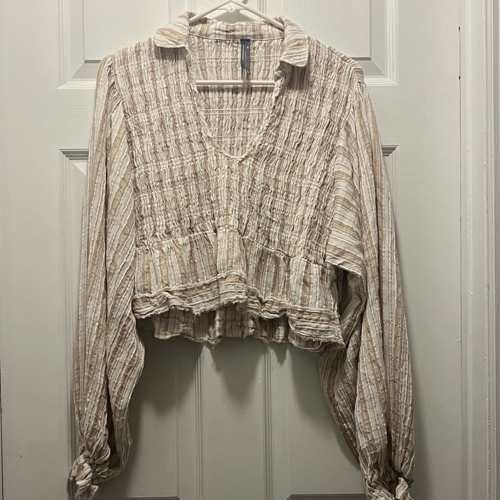 Anthropologie boho cream & Beige Women's Top small medium